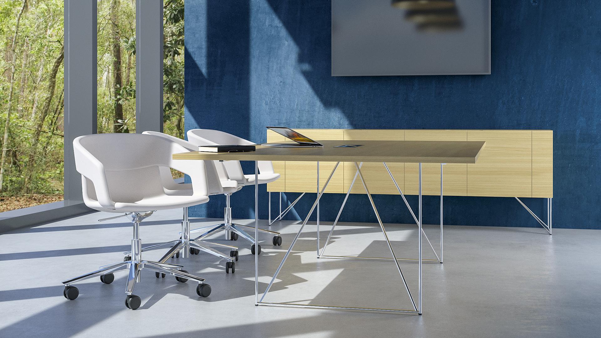 Konferenču galds AIR (8 vietas), RR - valriekstu krāsas finieris, A - Melns